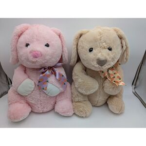 Walmart Plush Bunny Rabbit Lot Pink Tan Carrot Bow 16 In Stuffed Animal Toy 2019